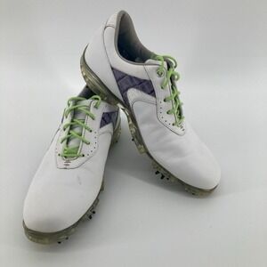 FootJoy FJ Sport White Purple Croc Golf Shoe Women 9 N Athletic Soft Cleats